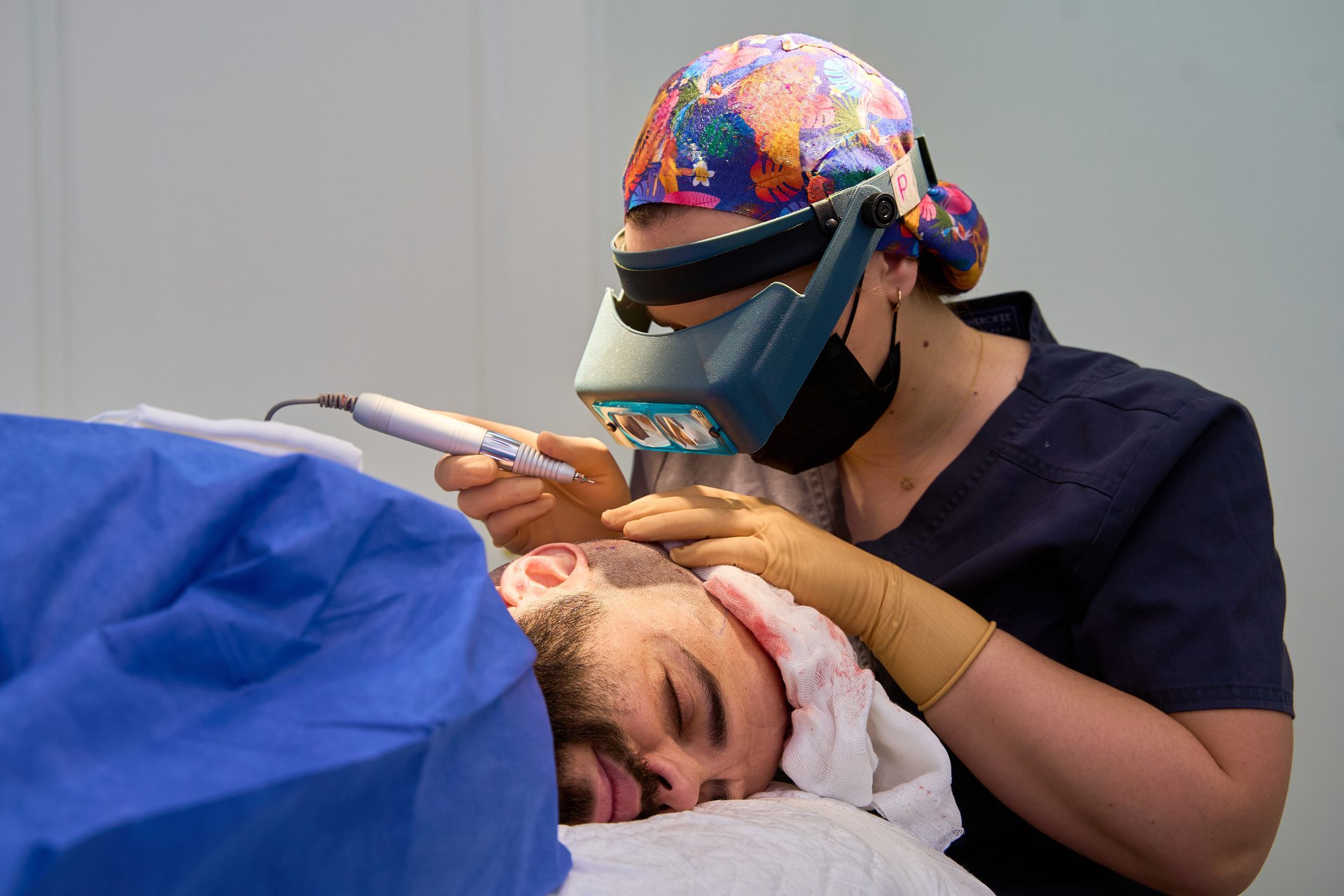 Hair restoration specialist working