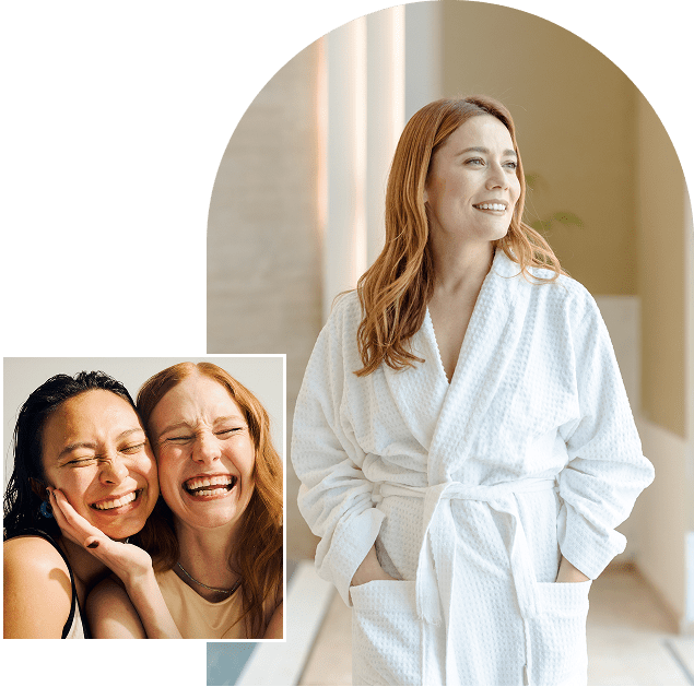 Relaxed woman in spa attire