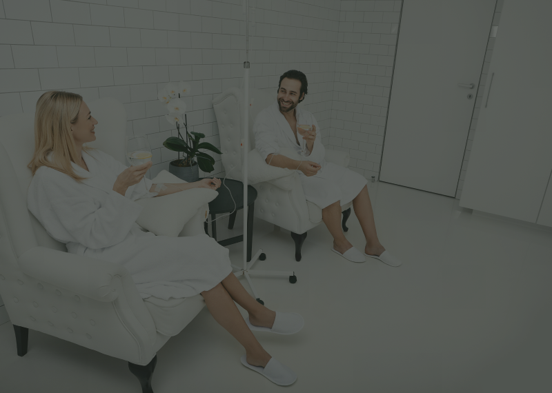 Relaxing in white robes at spa